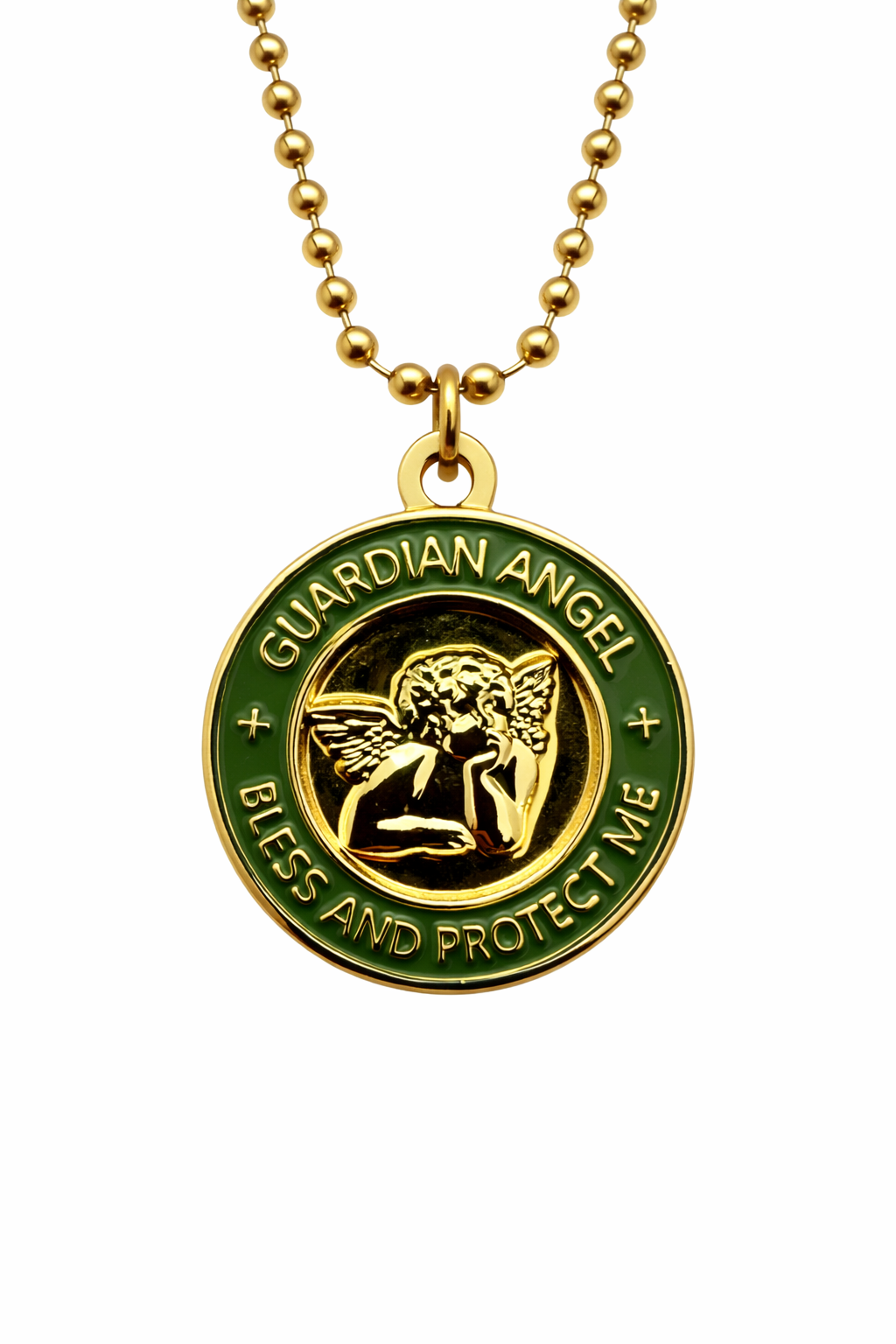 Medalla Angel de la Guarda Verde Oliva