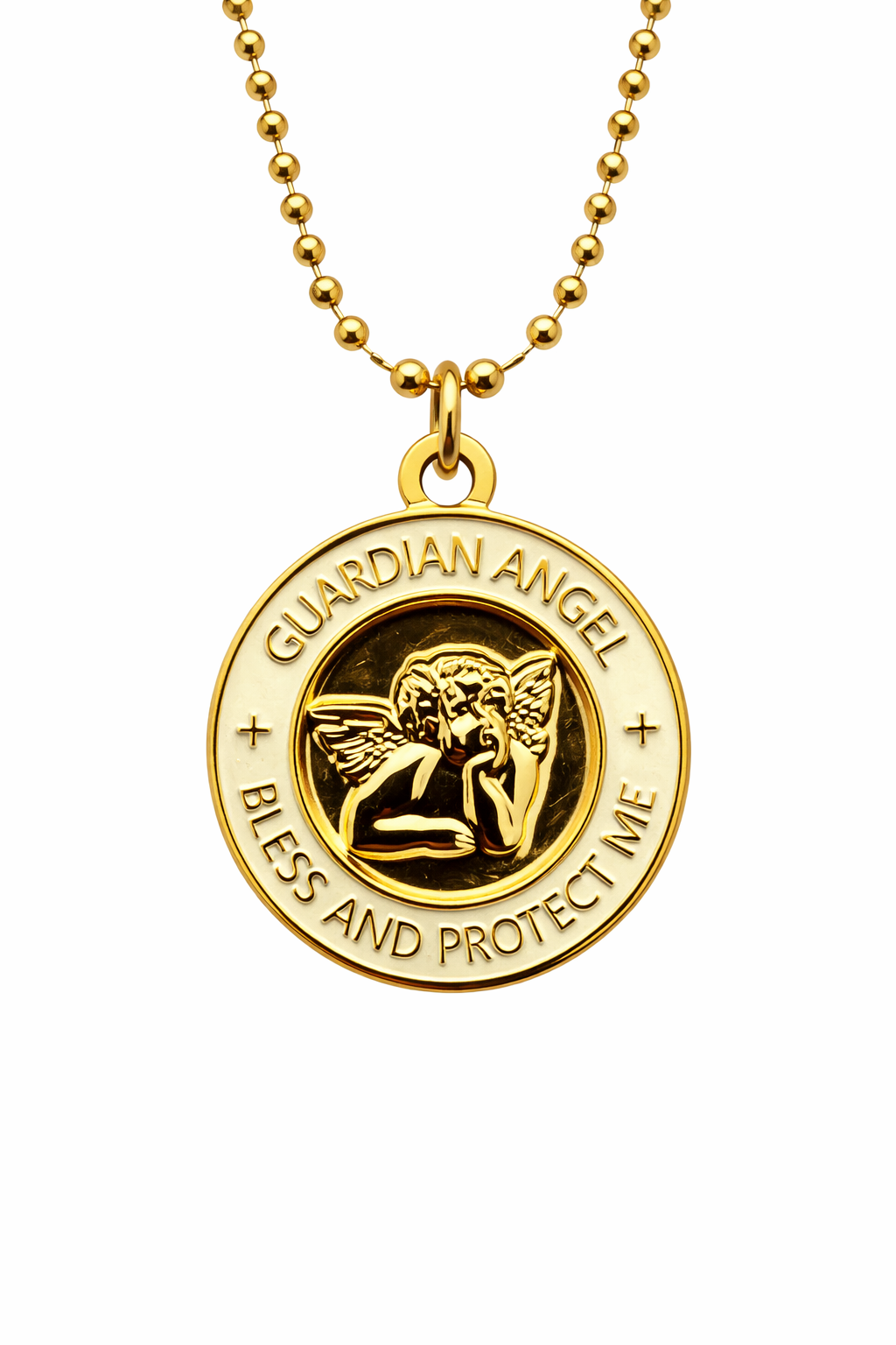 Medalla Angel de la Guarda Crema