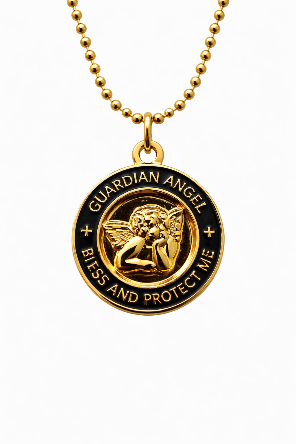 Medalla Angel de la Guarda Negro