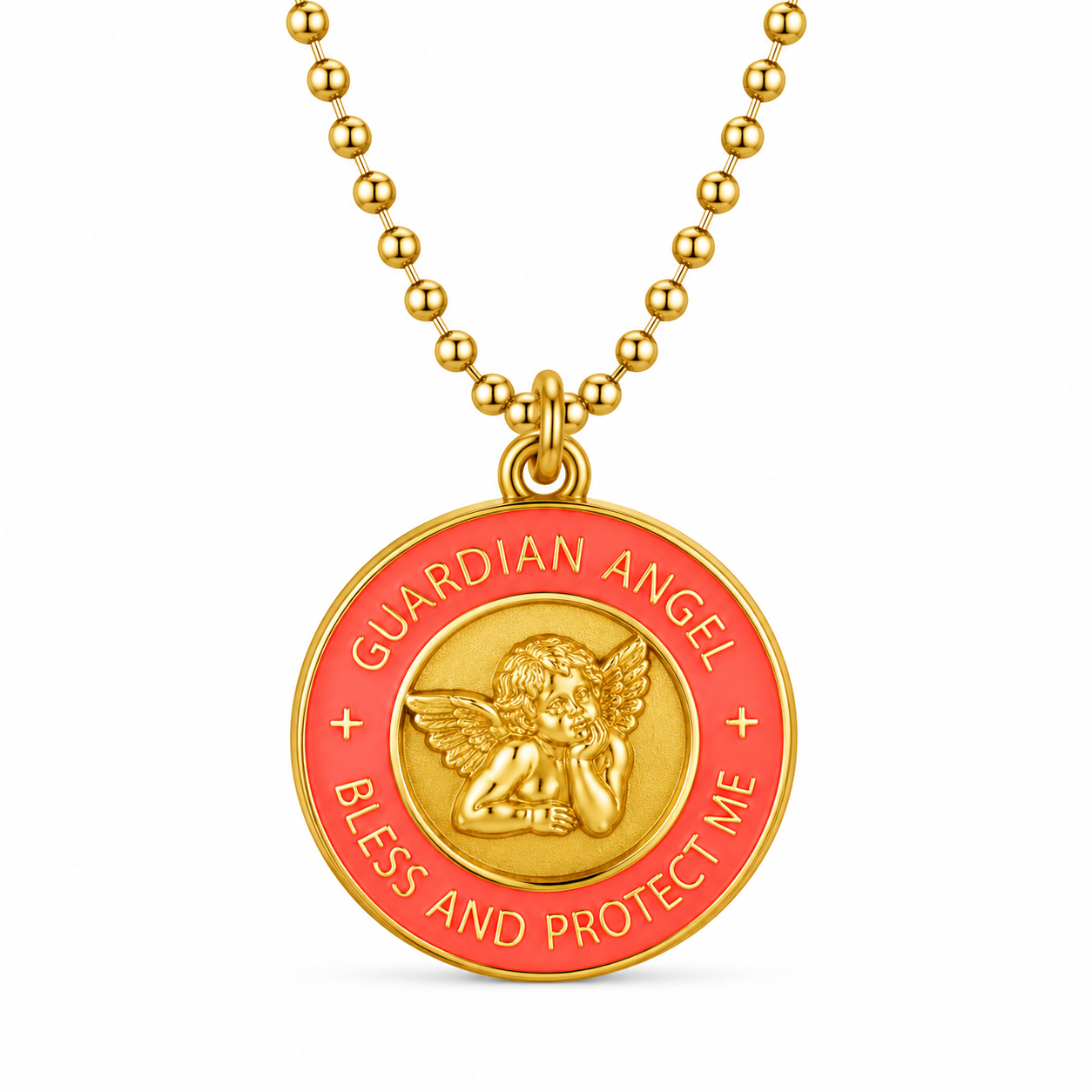 Medalla Angel de la Guarda Coral fluor