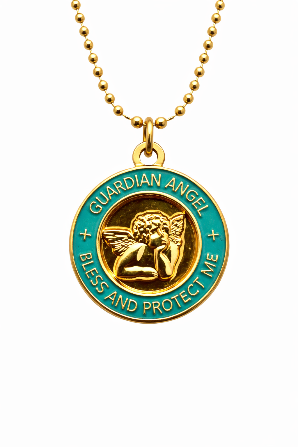 Medalla Angel de la Guarda turquesa