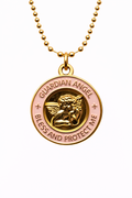 Medalla Angel de la Guarda rosa palo