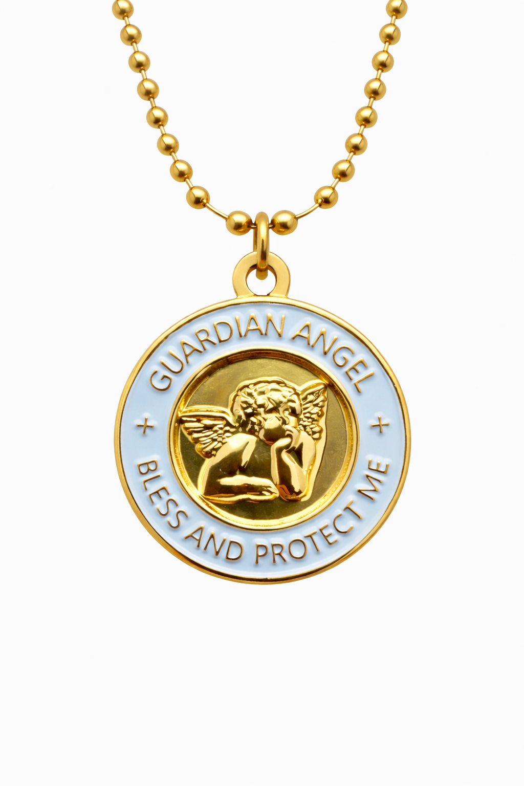 Medalla Angel de la Guarda azul cielo