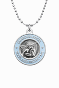 Medalla Angel de la Guarda plata azul cielo