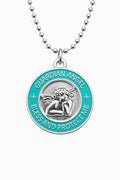 Medalla Angel de la Guarda plata TURQUESA